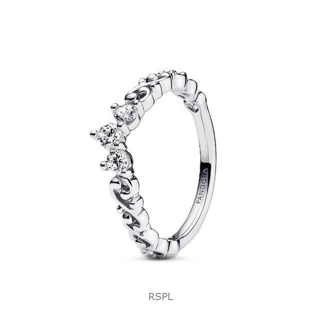 Pandora Regal Swirl Tiara Ring With Clear Cubic Zirconia P-192232C01-54 For Women