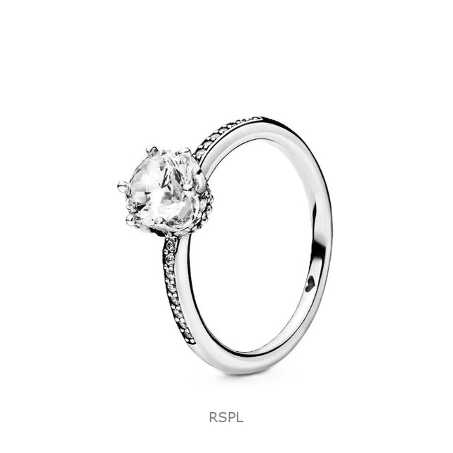 Pandora Sparkling Crown Solitaire Ring With Clear Cubic Zirconia P-198289CZ-54 For Women