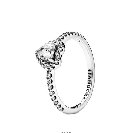 Pandora Elevated Heart Ring With Clear Cubic Zirconia P-198421C01-54 For Women