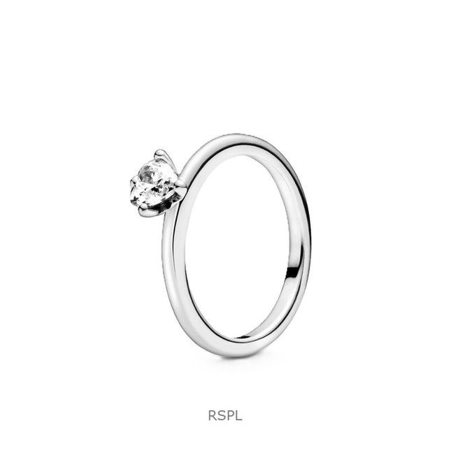 Pandora Heart Solitaire Ring With Clear Cubic Zirconia P-198691C01-54 For Women