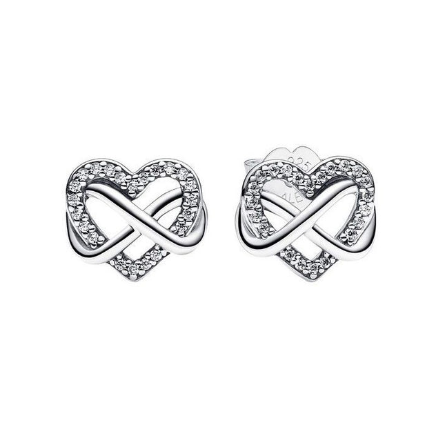 Pandora Sparkling Infinity Heart Stud Earrings 292667C01 For Women