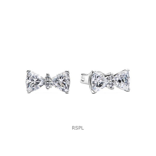 Pandora Sparkling Bow Stud Earring With Clear Cubic Zirconia P-293506C01 For Women