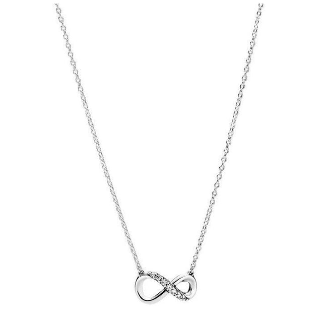 Pandora Moments Infinity Sterling Silver Collier Necklace With Clear Cubic Zirconia 398821C01-50 For Women