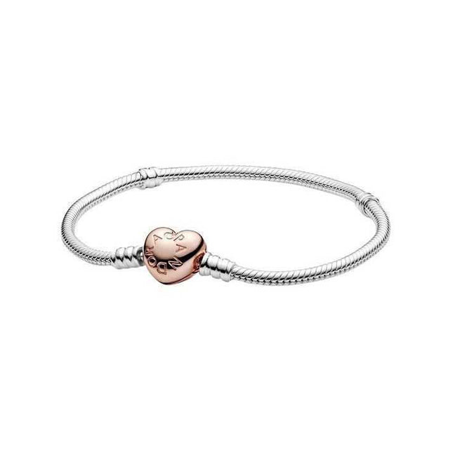 Pandora Moments Heart Clasp Snake Chain Bracelet 580719-17 For Women