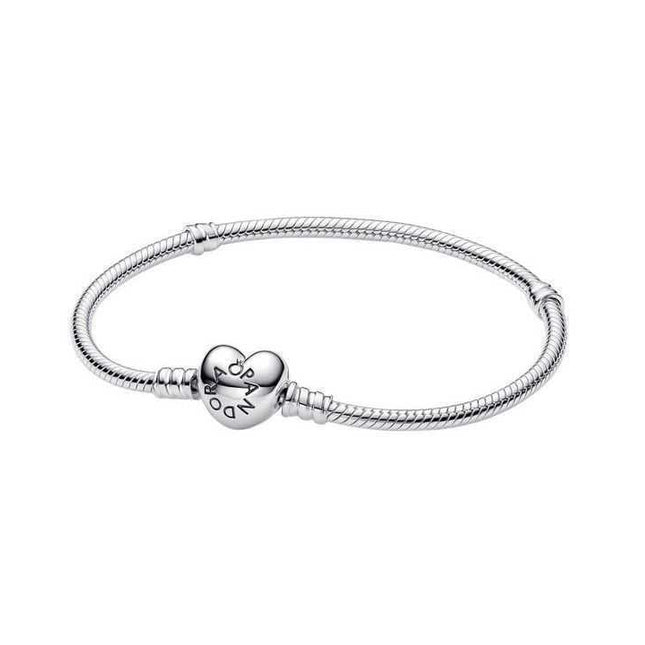 Pandora Moments Silver Bracelet With Heart Shaped Clasp 590719-17 For Women