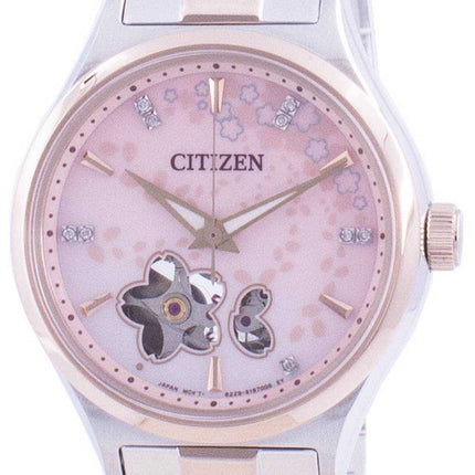 Citizen Automatic Sakura Special Edition Open Heart PC1016-81D Diamond Accents 100M Women's Watch