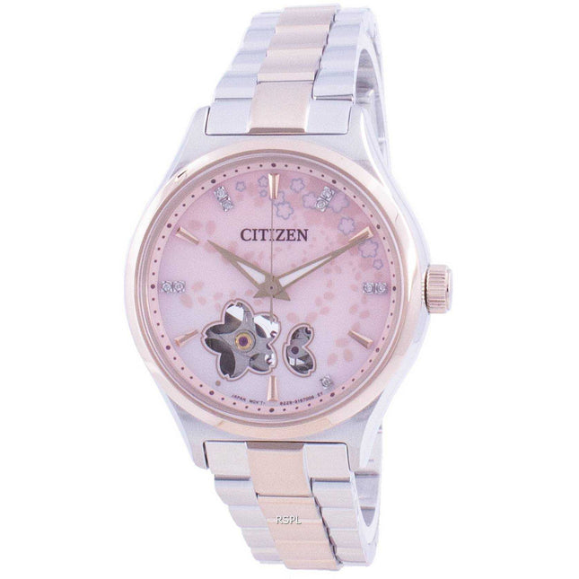 Citizen Automatic Sakura Special Edition Open Heart PC1016-81D Diamond Accents 100M Women's Watch