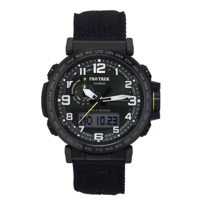 Casio ProTrek Analog Digital Bio Based Resin And Cloth Strap Green Dial Solar PRG-601YB-3 100M Mens Watch