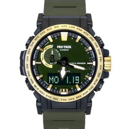Casio Pro Trek Analog Digital 30th Anniversary Bio-Based Resin Strap Green Dial Solar PRW-61ANS-3 100M Men's Watch