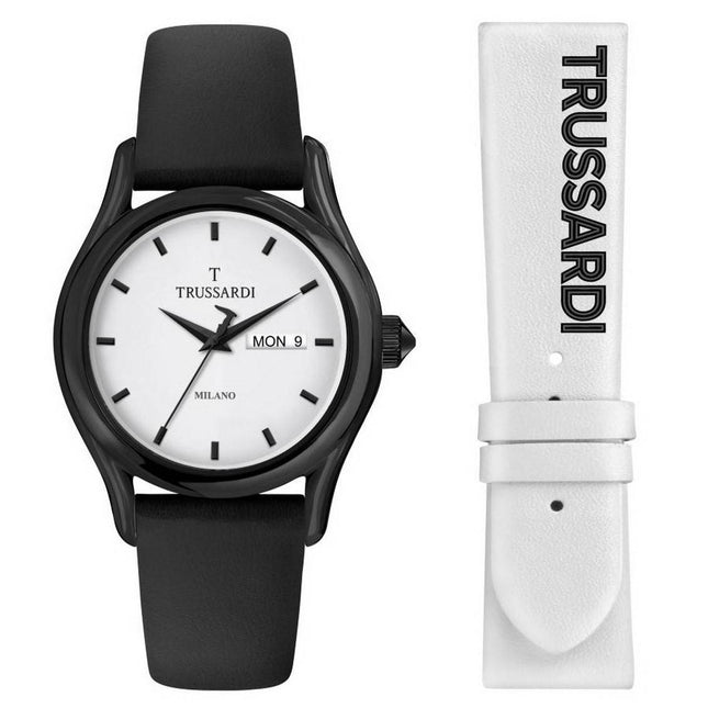 Trussardi T-Light White Dial Leather Strap Quartz R2451127012 Men's Watch