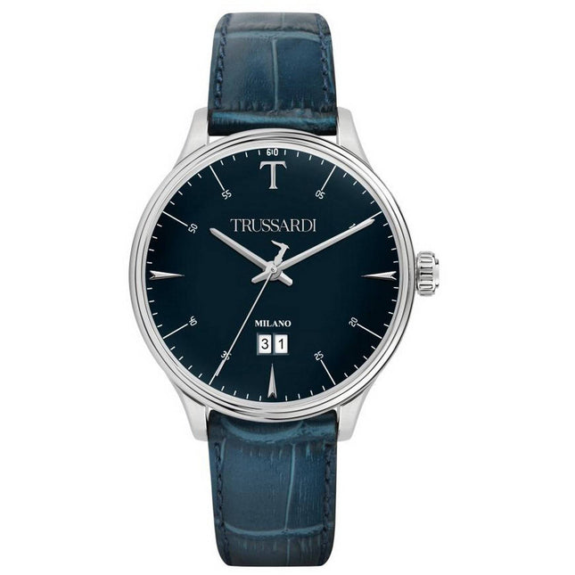 Trussardi T-Complicity Blue Dial Leather Strap Quartz R2451130001 Men's Watch