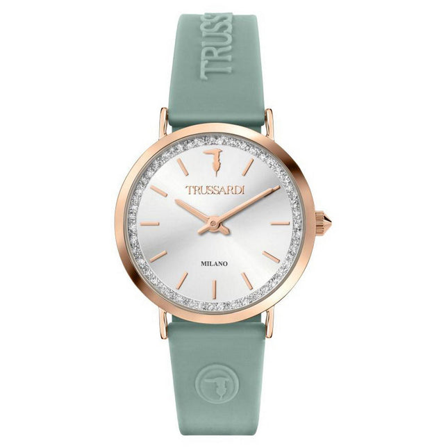 Trussardi T-Motif Silver Dial Rubber Strap Quartz R2451140501 Women's Watch