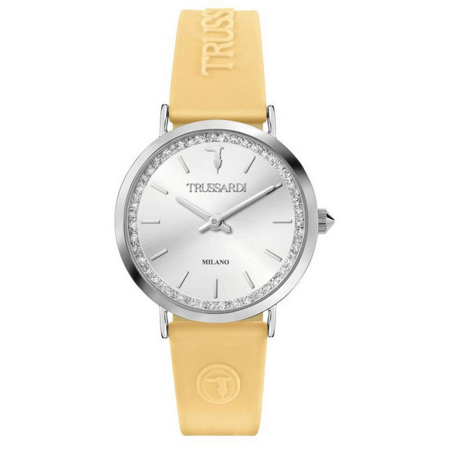 Trussardi T-Motif Silver Dial Rubber Strap Quartz R2451140503 Women's Watch