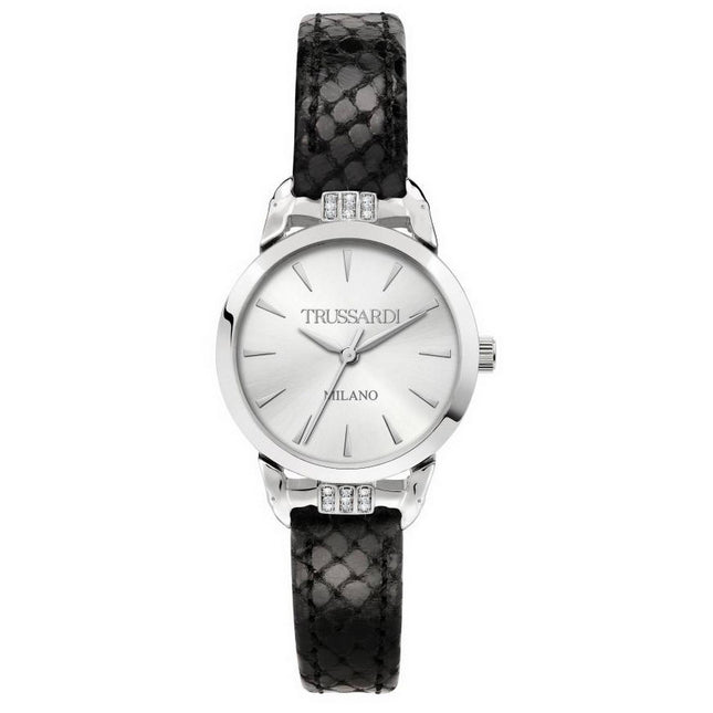 Trussardi T-Original Silver Dial Leather Strap Quartz R2451142501 Women's Watch