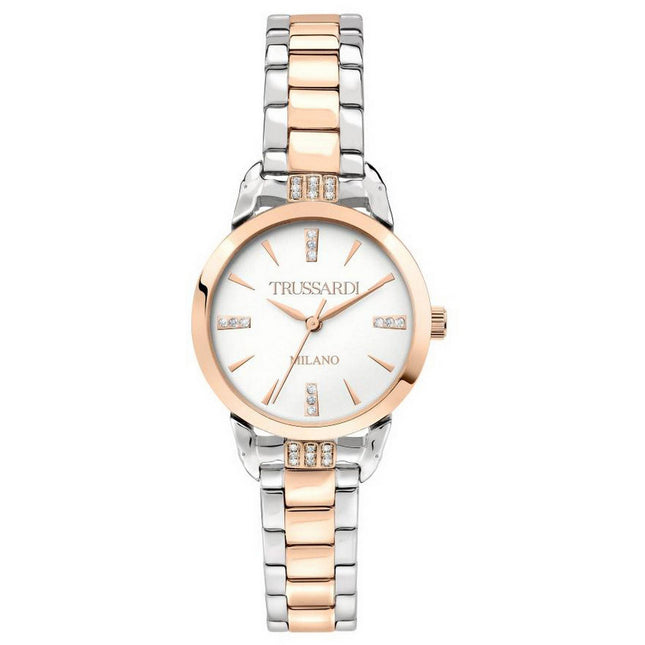 Trussardi T-Original Crystal Accents White Dial Quartz R2453142504 Women's Watch