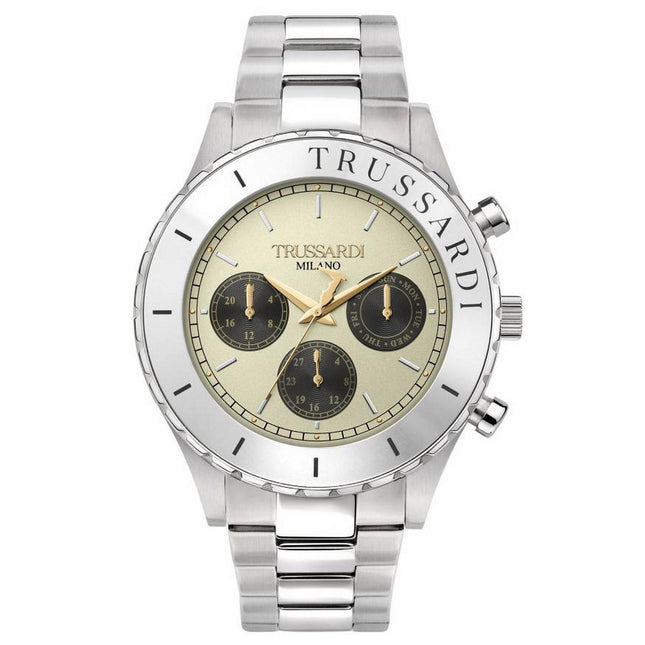 Trussardi T-Logo Beige Dial Stainless Steel Quartz R2453143005 Men's Watch