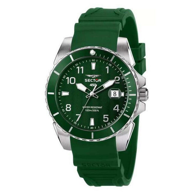 Sector 450 Silicone Strap Green Dial Quartz R3251276004 100M Mens Watch