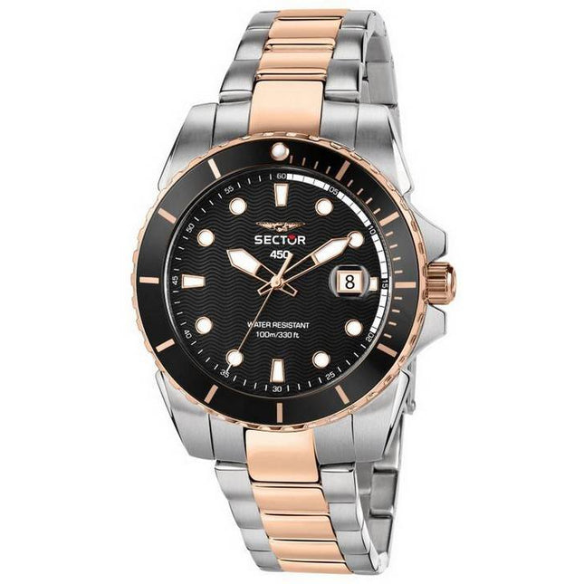 Sector 450 Black Matt Dial Two Tone Stainless Steel Quartz R3253276002 100M Men's Watch