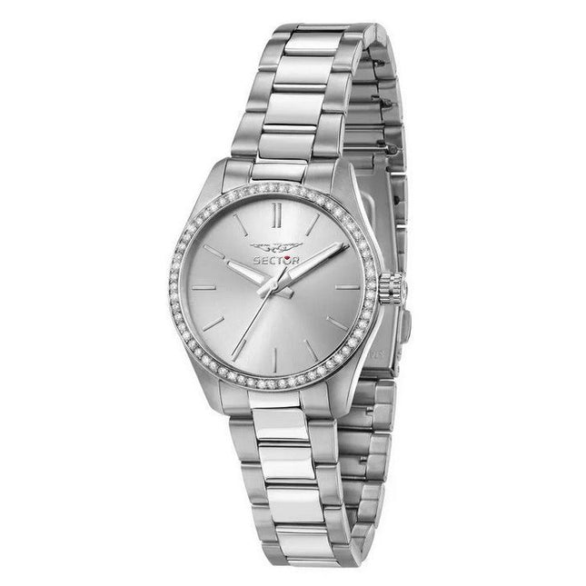 Sector 270 Just Time Crystal Accents Stainless Steel Silver Dial Quartz R3253578505 Womens Watch