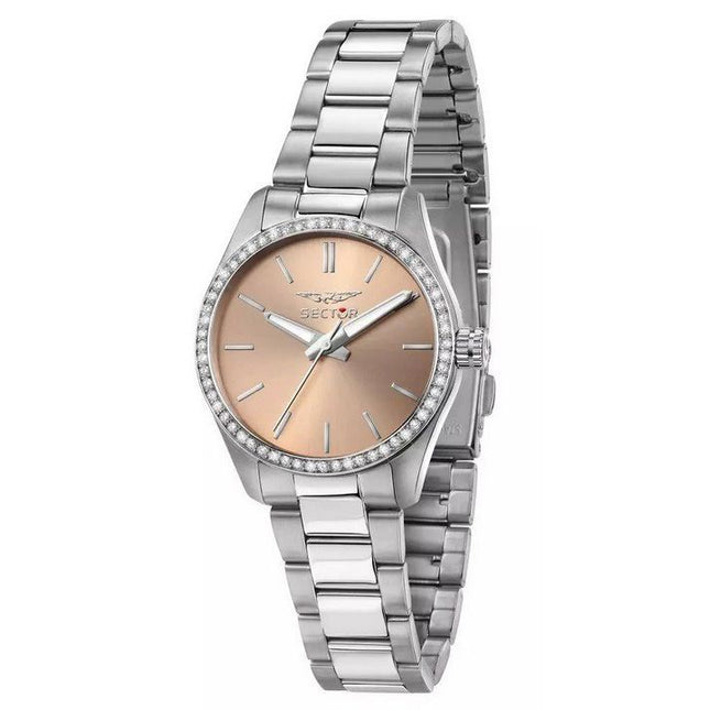 Sector 270 Just Time Crystal Accents Stainless Steel Rose Gold Dial Quartz R3253578506 Womens Watch