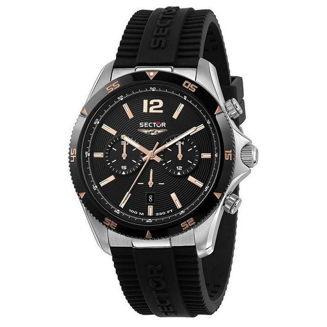 Sector 650 Chronograph Silicone Strap Black Dial Quartz R3271631002 100M Mens Watch