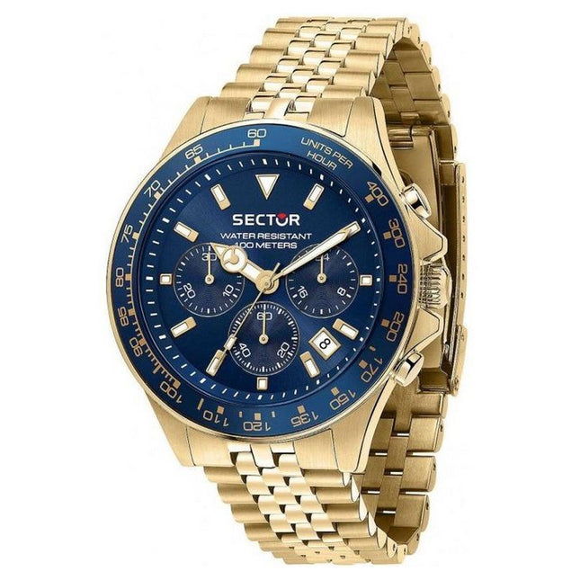 Sector 230 Chronograph Gold Tone Stainless Steel Blue Dial Quartz R3273661030 100M Mens Watch