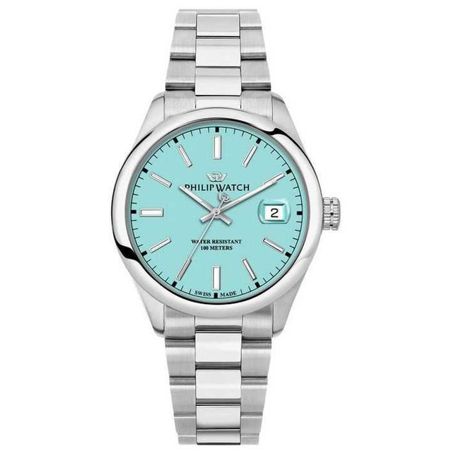Philip Watch Swiss Made Caribe Urban Stainless Steel Turquoise Dial Quartz R8253597642 100M Mens Watch