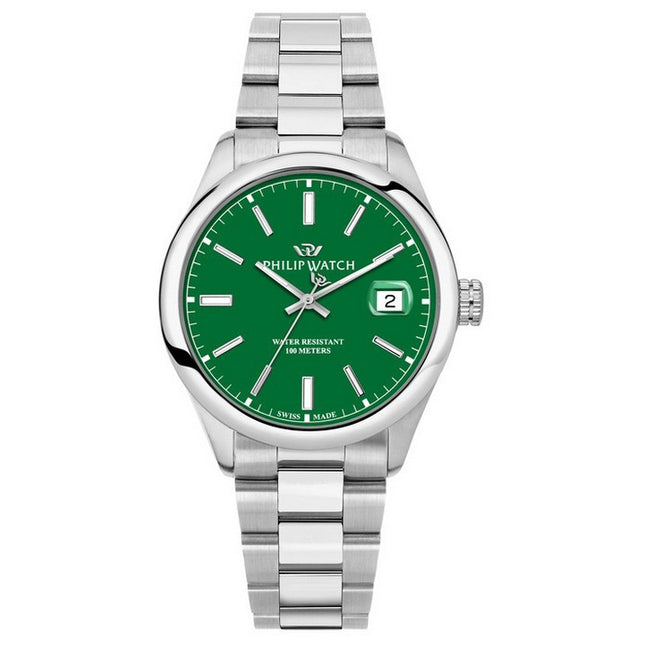 Philip Watch Swiss Made Caribe Urban Stainless Steel Green Dial Quartz R8253597643 100M Men's Watch