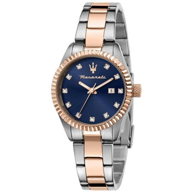 Maserati Competizione Crystal Accents Two Tone Stainless Steel Blue Dial Quartz R8853100507 100M Women's Watch