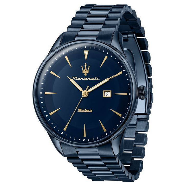 Maserati Tradizione Solar Blue Dial Quartz R8853146003 100M Mens Watch