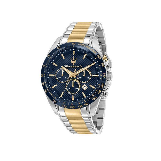 Maserati Traguardo Limited Edition Chronograph Two Tone Stainless Steel Blue Dial Quartz R8873612046 100M Men's Watch