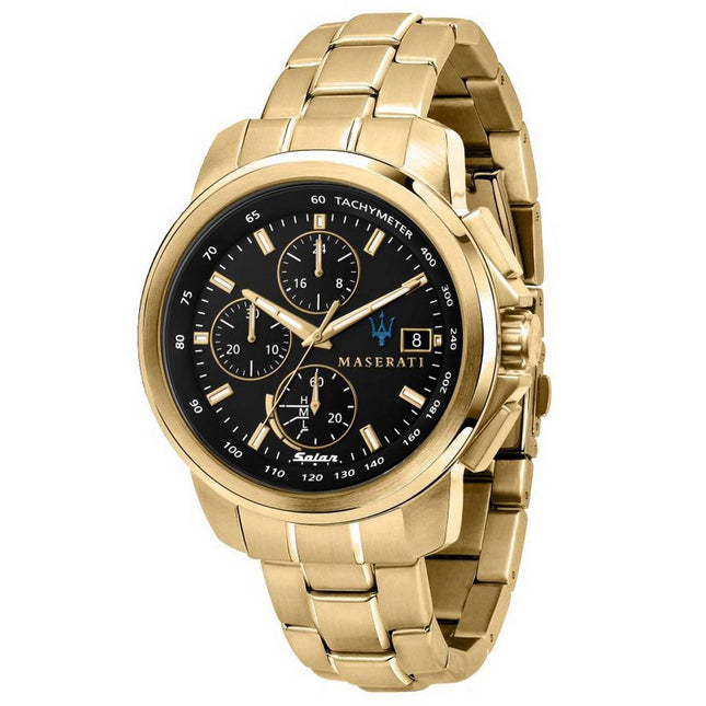 Maserati Successo Chronograph Gold Tone Stainless Steel Solar R8873645002 Men's Watch