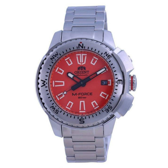 Orient M-Force Orange Dial Stainless Steel Automatic Diver's RA-AC0N02Y10B 200M Men's Watch