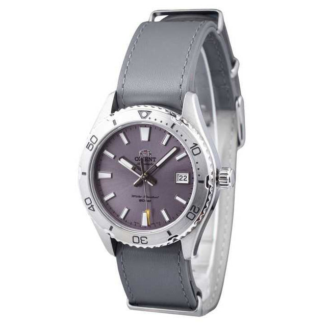 Orient Sports Leather Strap Lilac Dial Automatic Diver's RA-AC0Q07V10B RA-AC0Q07V30B 200M Men's Watch