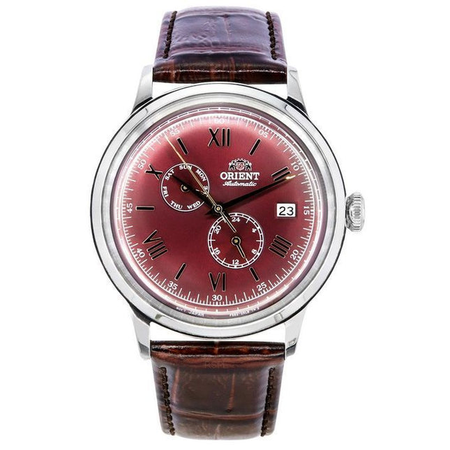 Orient Bambino GMT Version 8 Leather Strap Red Dial Automatic RA-AK0705R10B RA-AK0705R30B Men's Watch