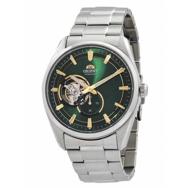 Orient Contemporary Stainless Steel Open Heart Green Dial Automatic RA-AR0008E10B Mens Watch