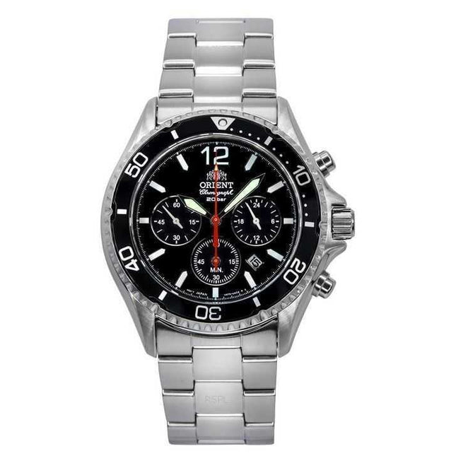 Orient Chronograph Stainless Steel Black Dial Solar Diver's RA-TX0202B10B 200M Men's Watch