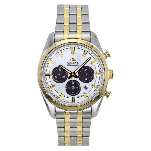 Orient Contemporary Chronograph Two Tone Stainless Steel White Dial Quartz RA-TX0302S Men's Watch