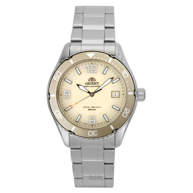 Orient Mako III Stainless Steel Ivory Dial Solar Diver's RA-WJ0003S 200M Men's Watch
