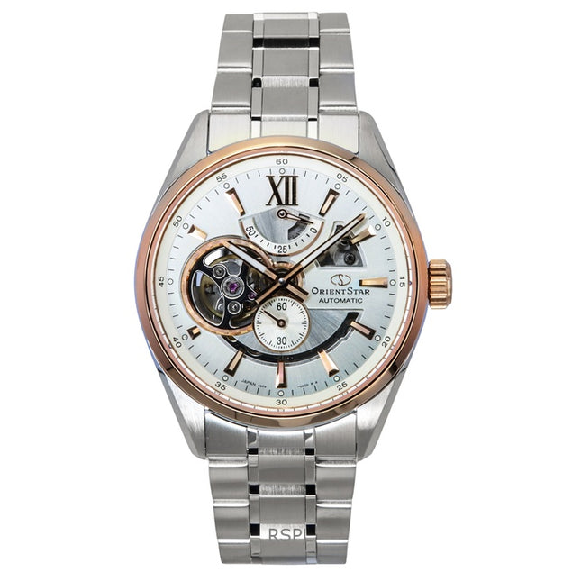 Orient Star Contemporary Stainless Steel Skeleton Ivory Dial Automatic RE-AV0123G 100M Men's Watch