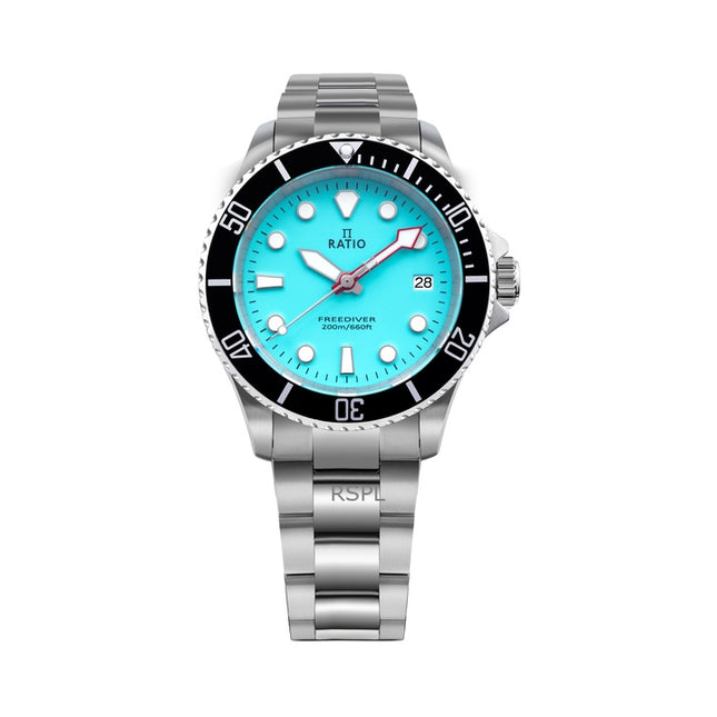 Ratio FreeDiver Sapphire Stainless Steel Ice Blue Dial Quartz RTF032 200M Men's Watch