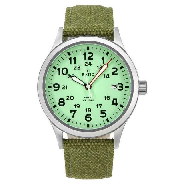 Ratio Quest Men's Field Watch Sapphire Canvas Strap Quartz RTQ021 100M Lewis And Clark Edition