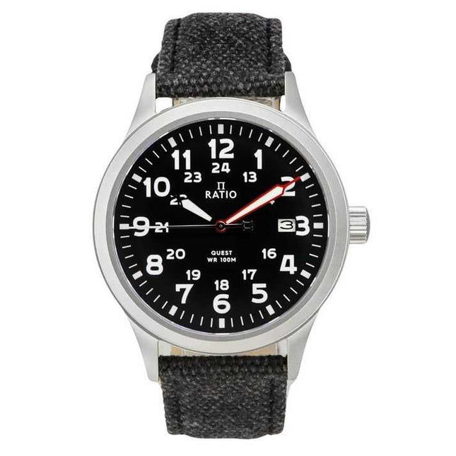 Ratio Quest Men's Field Watch Sapphire Canvas Strap Quartz RTQ023 100M Lewis And Clark Edition