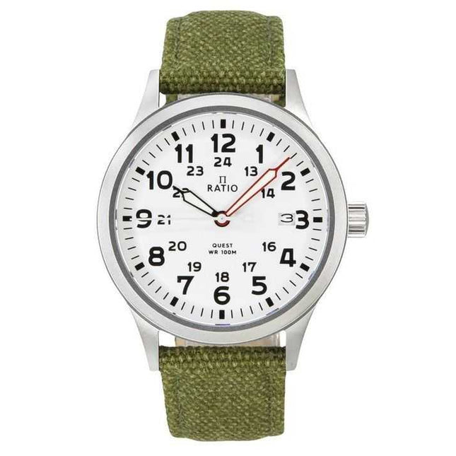 Ratio Quest Men's Field Watch Sapphire Canvas Strap Quartz RTQ027 100M Lewis And Clark Edition