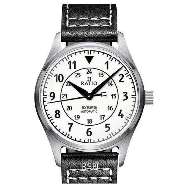 Ratio Skysurfer Pilot Full Luminous Dial Leather Automatic RTS316 200M Mens Watch