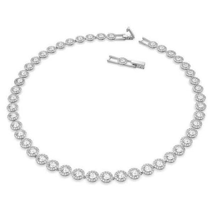 Swarovski Una Angelic Clear Crystals And Rhodium Plated Tennis Necklace 5117703 For Women
