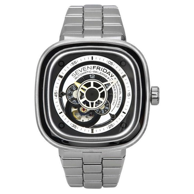 Sevenfriday P-Series NFC Black And White Open Heart Dial Automatic P1B/01M SF-P1B-01M Men's Watch
