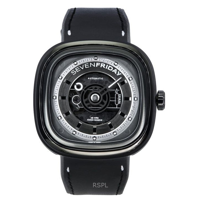 Sevenfriday T-Series NFC Enabled Leather Strap Black Skeleton Dial Automatic T1/04 SF-T1-04 Men's Watch