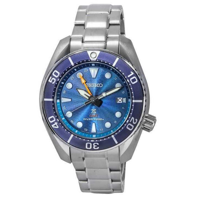 Seiko Prospex Sea Aqua Sumo GMT Blue Dial Solar Diver's SFK001J1 200M Men's Watch