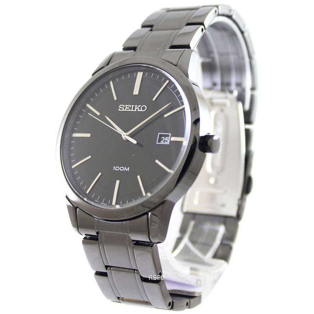 Seiko Quartz Black IP SGEH11P1 SGEH11P Mens Watch